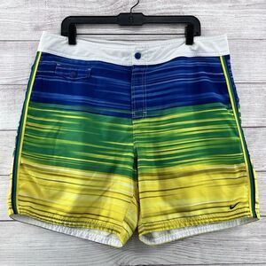 Nike Men's Board Shorts Brazil Colors Trunks Unlined 10"in Beach Fashion Size 36